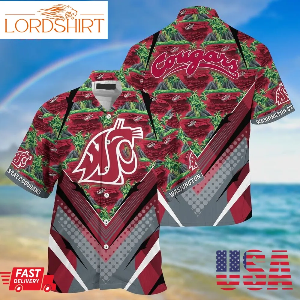 Trending Washington State Cougars Summer Hawaiian Shirt And Shorts, For Sports Fans This Season