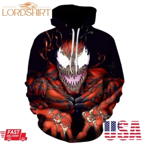 Trendy Red Venom Skull Pullover And Zippered Hoodies Custom 3D Graphic Printed 3D Hoodie All Over Print Hoodie For Men For Women