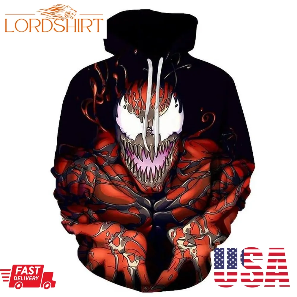 Trendy Red Venom Skull Pullover And Zippered Hoodies Custom 3D Graphic Printed 3D Hoodie All Over Print Hoodie For Men For Women