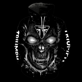 Triumph Skull Black 2019 Full Over Print Th1005 Hoodie Zipper