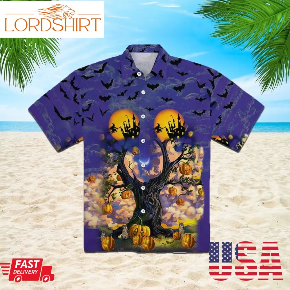 Tropical 3D All Over Print Button Design For Halloween Hawaii Shirt