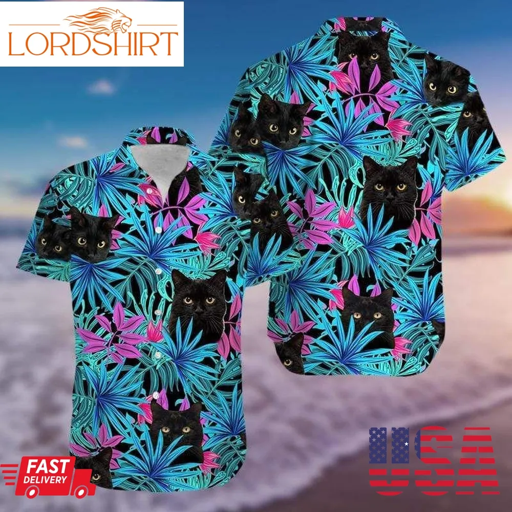 Tropical Black Cat Hawaiian Aloha Shirts