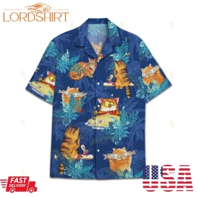 Tropical Summer Aloha Hawaiian Shirt Cat Dn Nq01