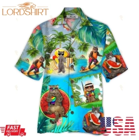 Tropical Summer Aloha Hawaiian Shirt Cat Hd Th09