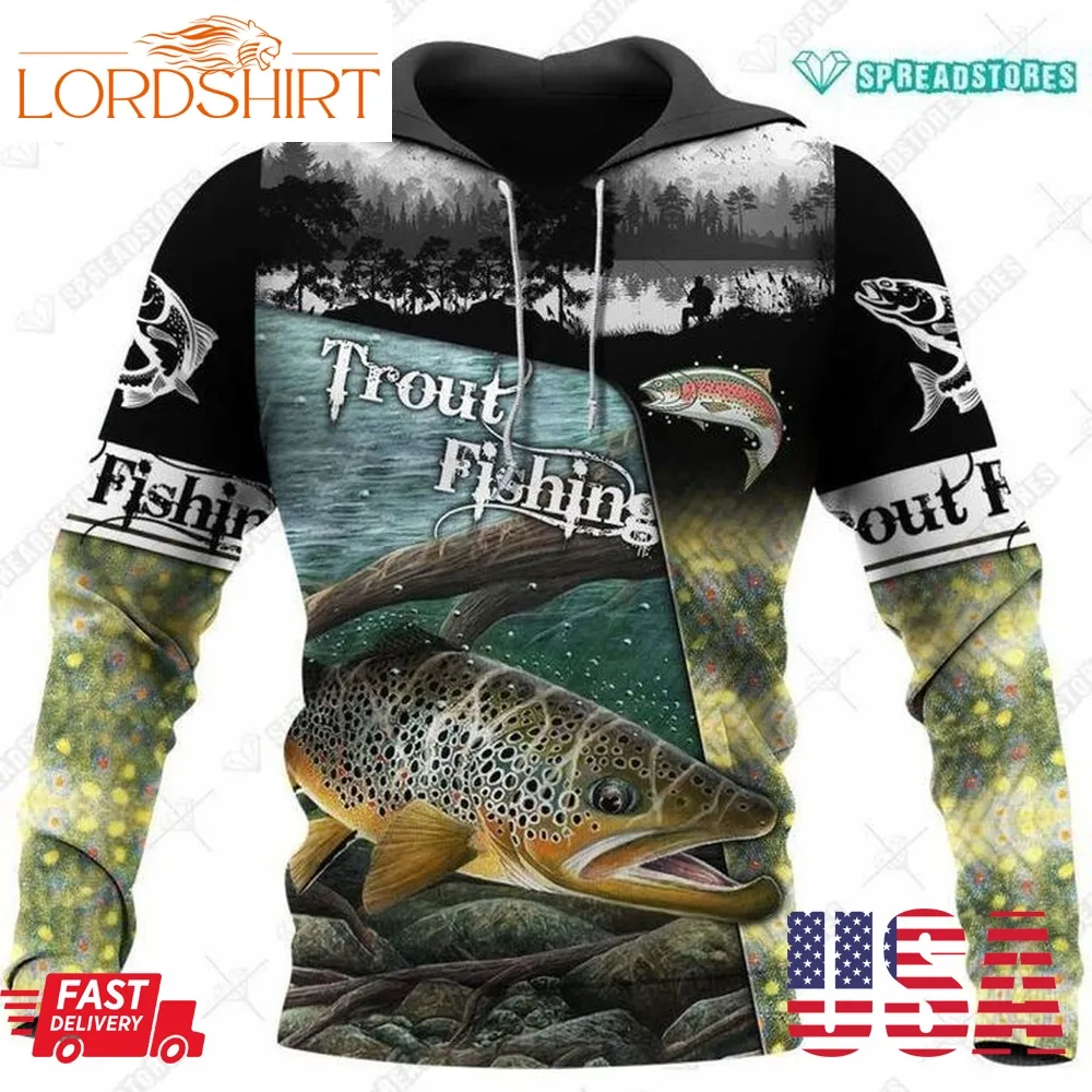 Trout Fishing All Over Printed Hoodie