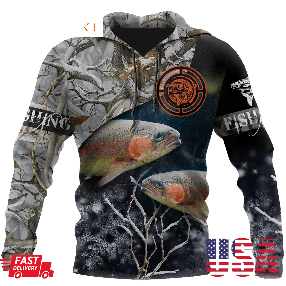 Trout Fishing Ice 3D Full Printing Hoodies Zip Hoodie Sweatshirt Tank Top T Shirtpng