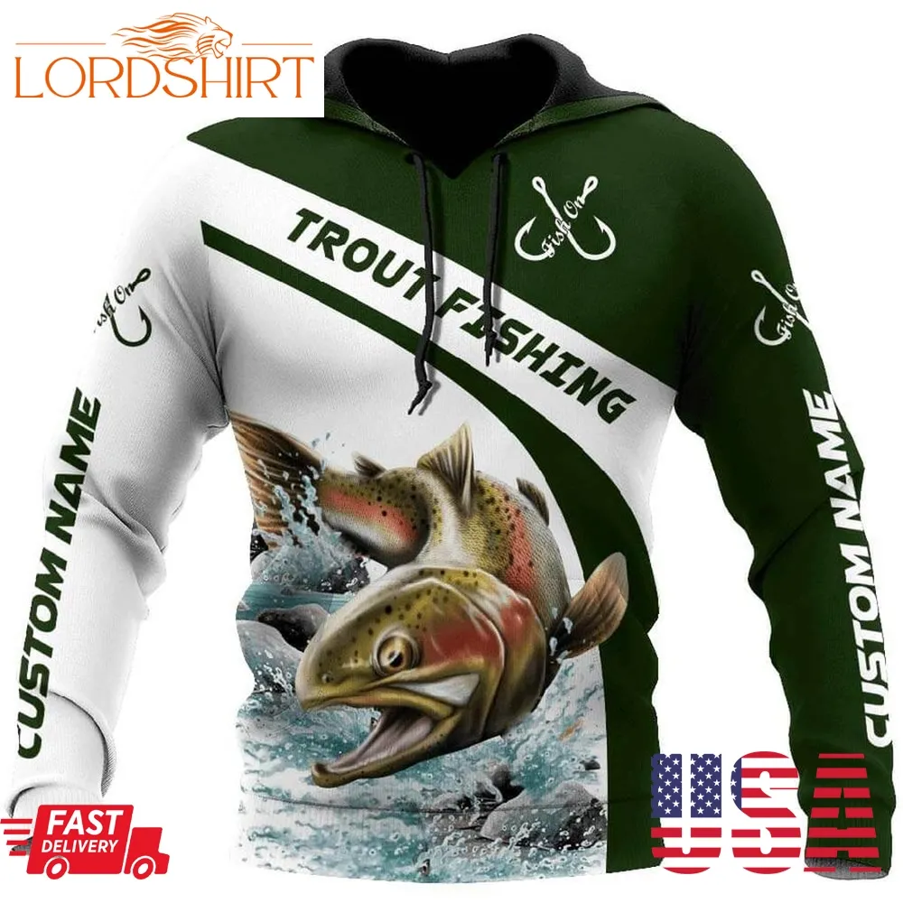 Trout Fishing Personalized 3D Hoodie Fishing Birthday Gifts