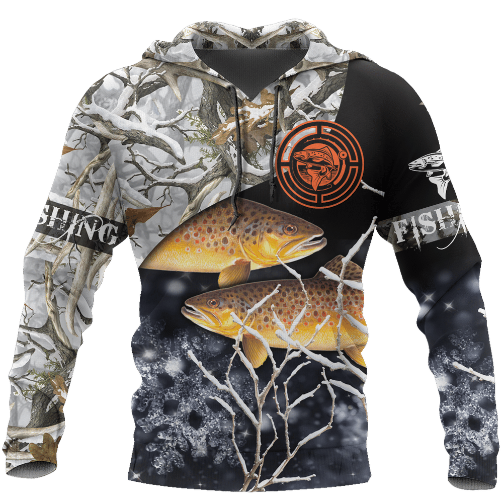 Trout Ice Fishing 3D All Over Printed Hoodie Zip Hoodie Sweatshirt T Shirt Fishing 3D Full Printing Shirt