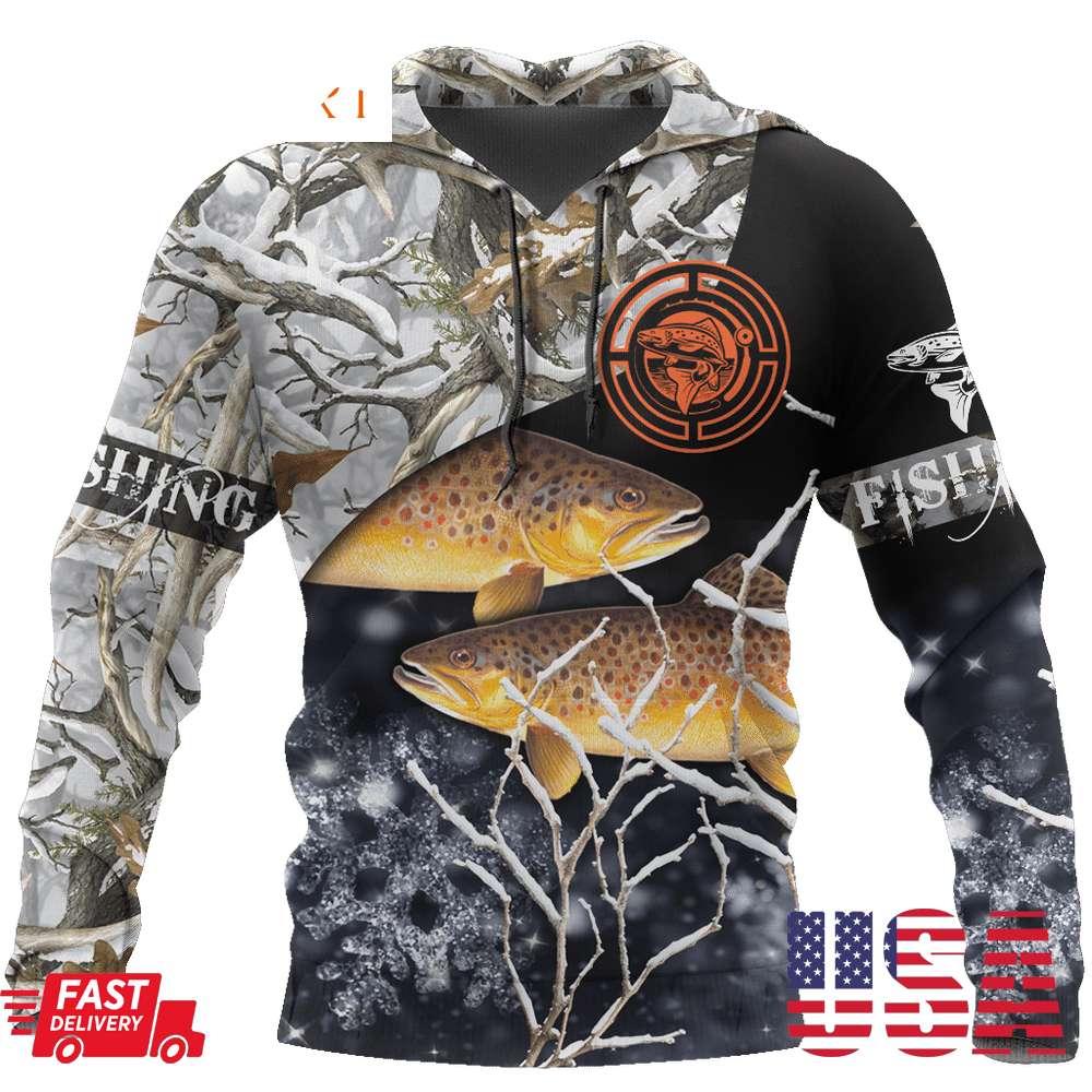 Trout Ice Fishing 3D All Over Printed Hoodie Zip Hoodie Sweatshirt T Shirt Fishing 3D Full Printing Shirtpng