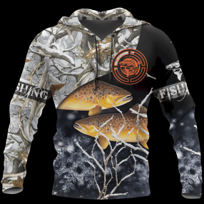 Trout Ice Fishing All Over Printed 3D Hoodie Sweatshirt