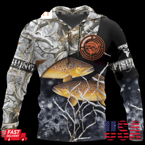 Trout Ice Fishing All Over Printed 3D Hoodie Sweatshirtpng