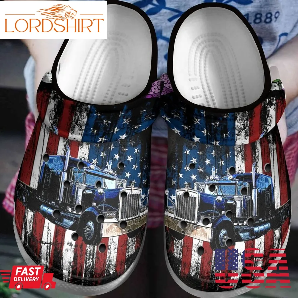 Trucker Personalized Clog Custom Crocs Comfortablefashion Style Comfortable For Women Men Kid Print 3D American Trucker