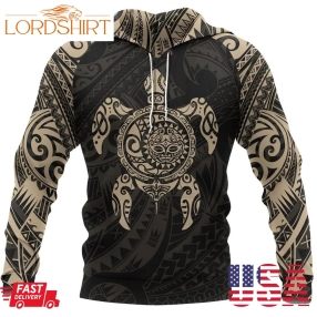 Turtle Maori Tattoo All Over Hoodie Gold Nvd