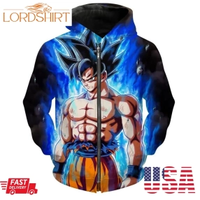 Ultra Instinct Goku Dragon Ball Super Zip Up Dbz Hoodie 3D