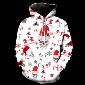 Under Armour Christmas Skull New Full Over Print K1114 Hoodie Zipper