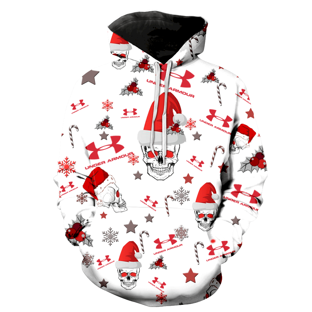 Under Armour Christmas Skull New Full Over Print K1114 Hoodie Zipper