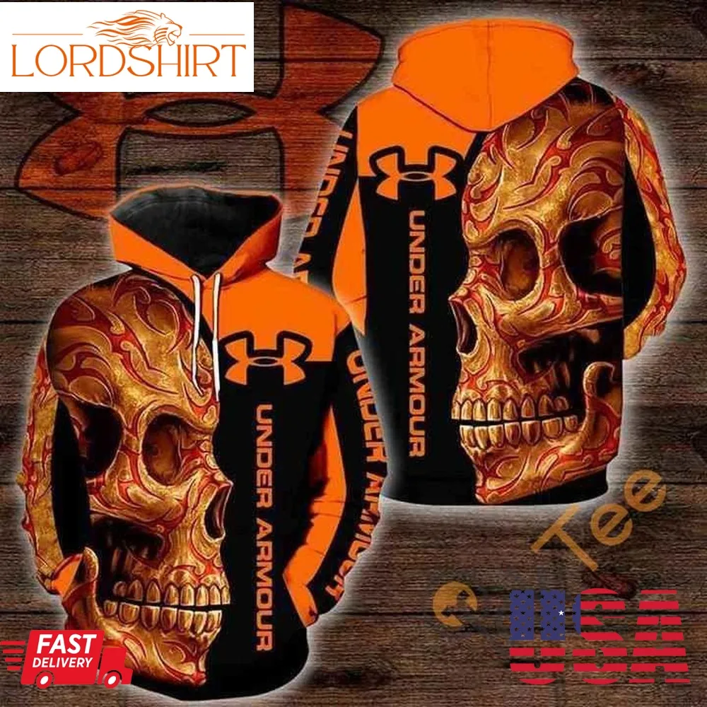 Under Armour Orange Skull Hoodie 3D