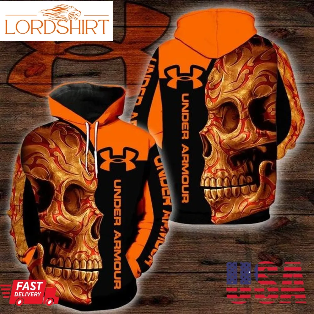 Under Armour Sugar Skull Orange Men And Women 3D Full Printing Hoodie And Zip Hoodie Under Armour Sugar Skull 3D Full Printing Shirt Under Armour 3D All Over Printed Shirt