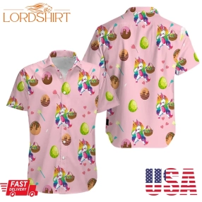 Unicorn Rainbow Dab Love Eggs Happy Easter Day Hawaiian Aloha Shirts V