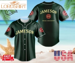 Unisex Green Jameson Whiskey Baseball Jersey, Halloween Shirt, Hawaii Holiday Beach Flamingo Stag Brewery Summer Xs   5Xl