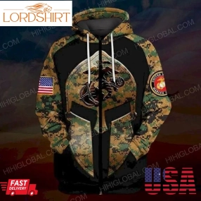 United State Marine Knight Green Camouflage Pattern Pullover And Zippered Hoodies Custom 3D Graphic Printed 3D Hoodie All Over Print Hoodie For Men For Women