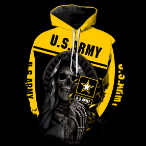 United States Army Skull New All Over Print V1248 Hoodieand Z