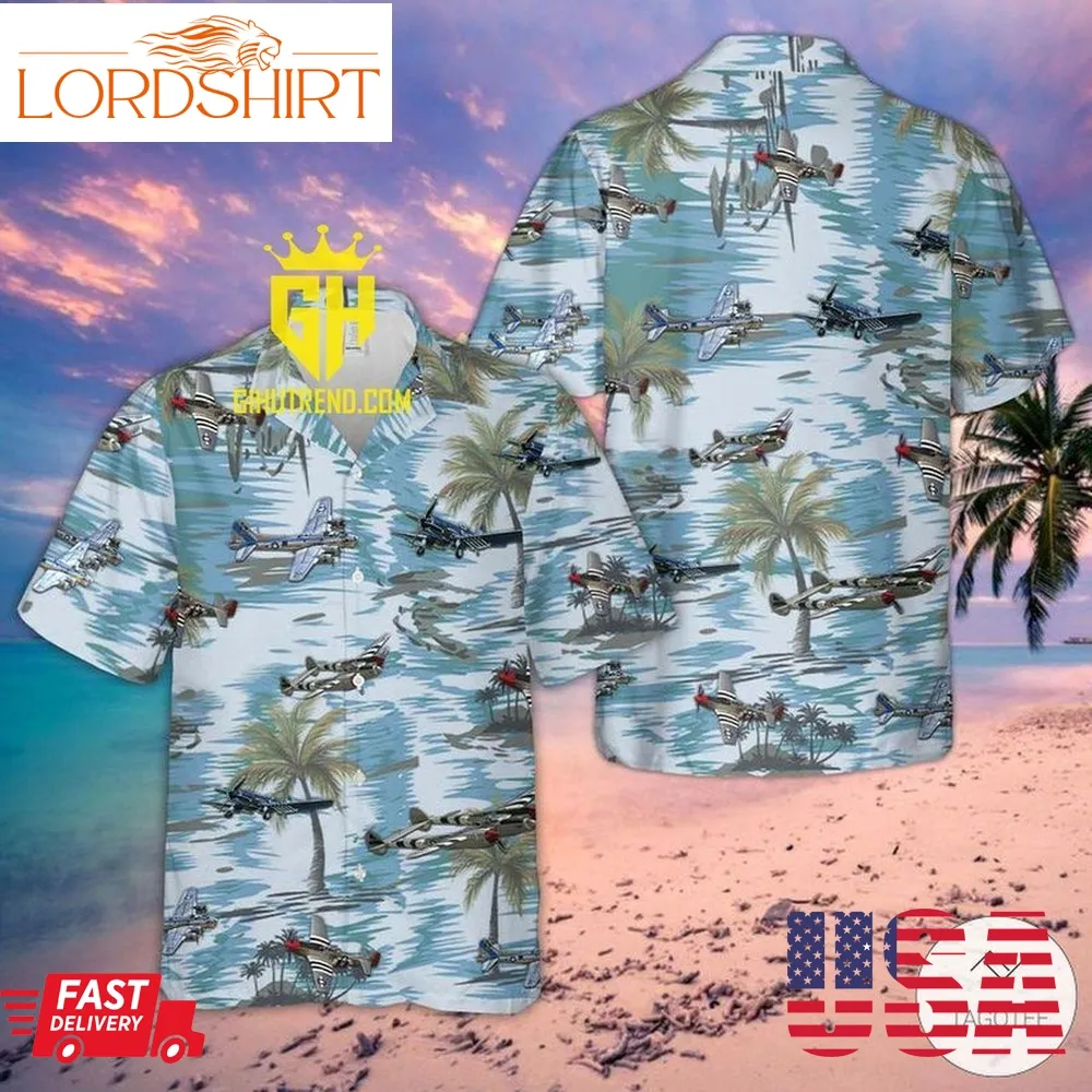 Us Air Craft 4Th Of July Hawaiian Beach Shirt