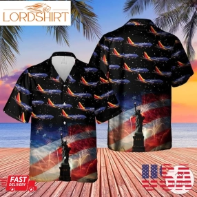 Us Airlines 3 Boeing 737 7H4 4Th Of July Hawaiian Shirt