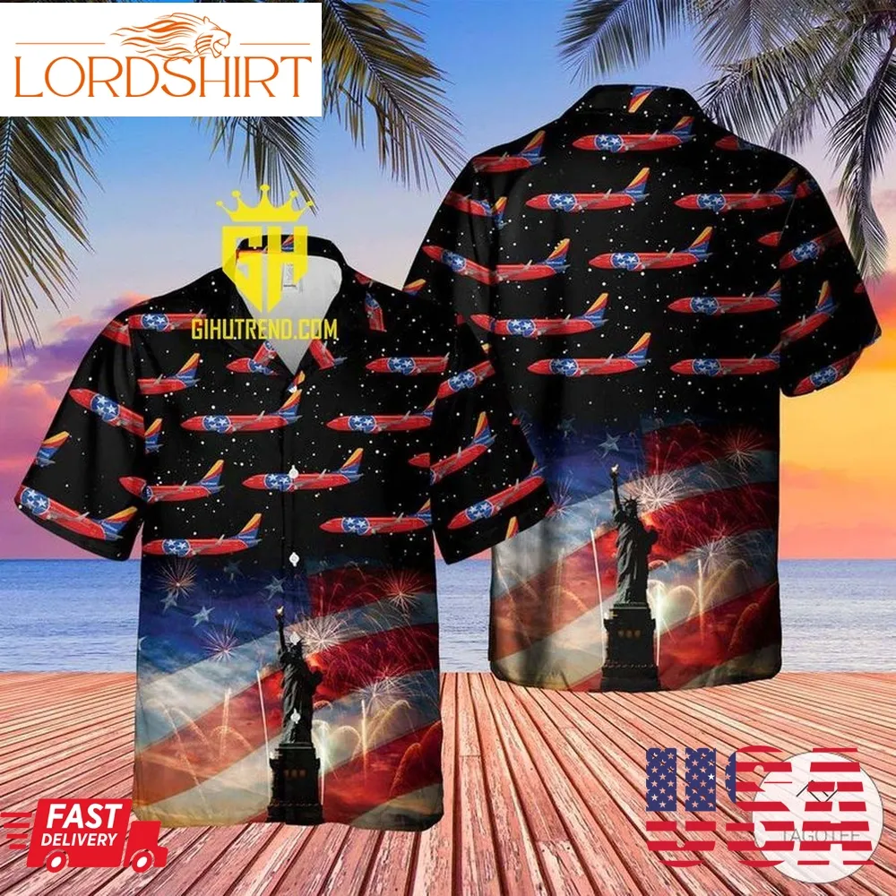 Us Airlines 3 Tennessee Boeing 737 7H4 4Th Of July Hawaiian Shirt And Hawaiian Shorts