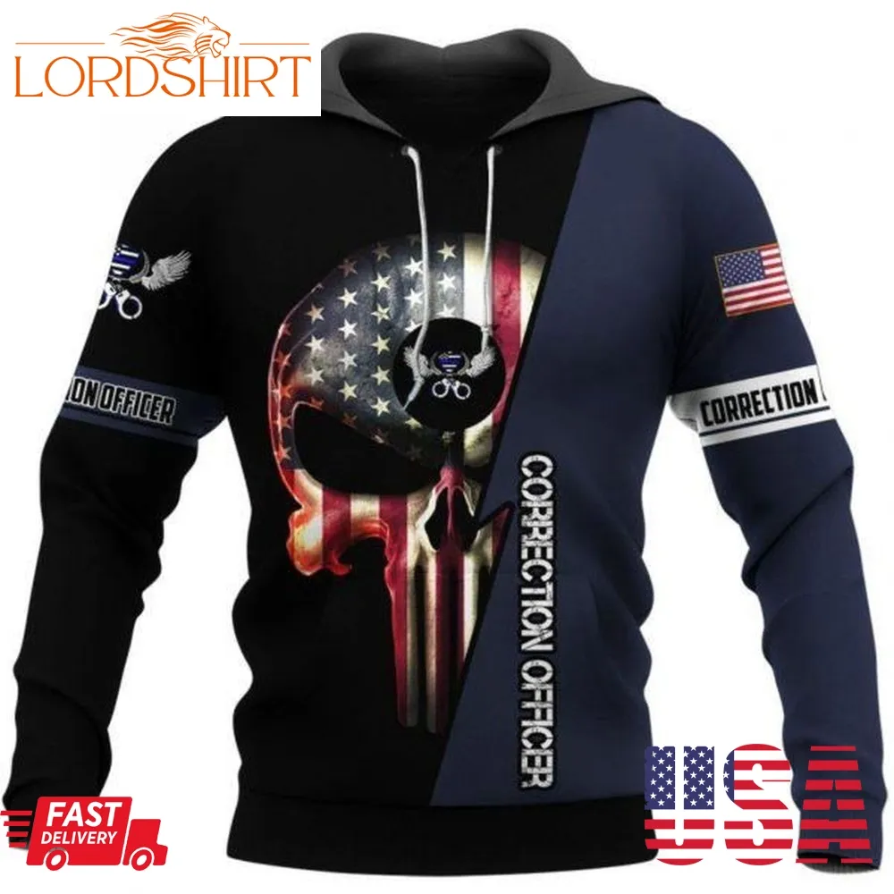 Us Correction Officer Skull Men And Women 3D Full Printing Hoodie Shirt Us Correction Officer Skull 3D Full Printing Shirt