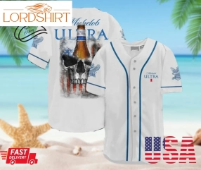 Us Flag Black Skull Michelob Ultra Baseball Jersey, Halloween Shirt, Hawaii Shirt Holiday Beach Summer Xs   5Xl