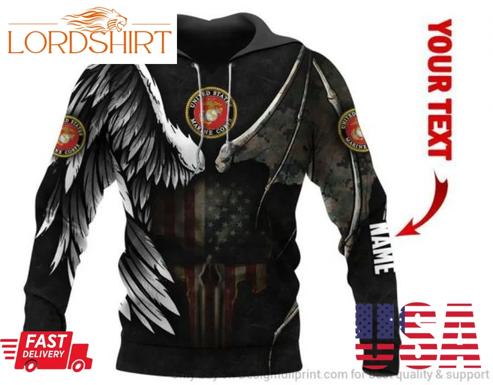 Us Marine Corps Skull Angel And Devil Personalized Unisex Hoodie Hg