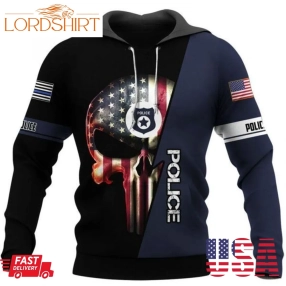 Us Police Skull Men And Women 3D Full Printing Hoodie Shirt Us Police Skull 3D Full Printing Shirt