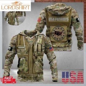 Usa Patriot 1776 Skull American Flag Custom Name 3D Hoodie