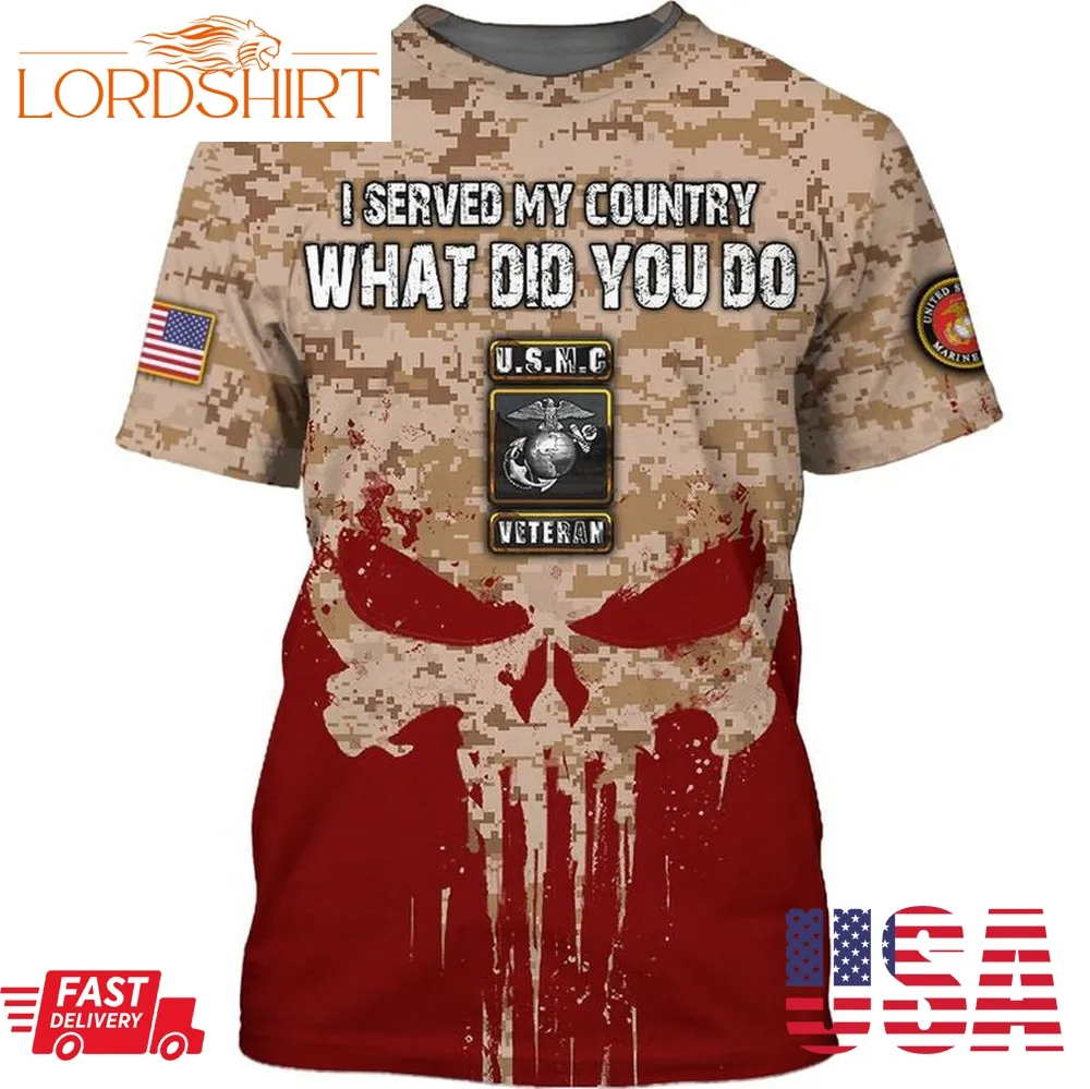 Usmc Veteran I Served My Country What Did I Do Skull 3D Shirt, Hoodie