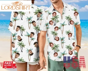 Vacation Style Hawaiian Shirts For Couple, Custom Summer Shirts With Face Custom, Beach Party Shirts For Men & Women, Casual Shirt Print 10