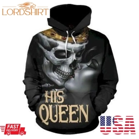 Valentine His Queen Couple Skull 3D Hoodie Sweatshirt