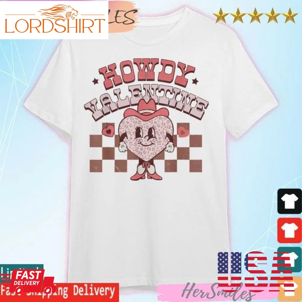 Valentines Day Heart Retro Groovy Howdy Valentine Leopard Official T Shirt