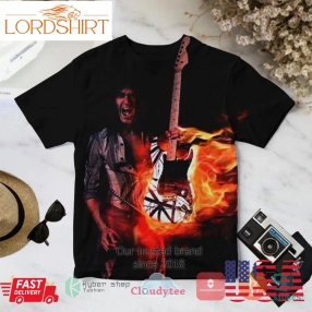 Van Halen Eddie Guitar Fire Album 3D T Shirt