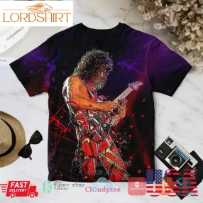 Van Halen Eddie Playing Guitar Art Album 3D T Shirt