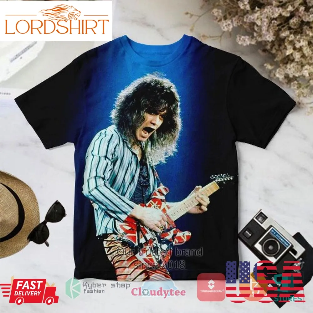 Van Halen Eddie Playing Guitar Blue Album 3D T Shirt