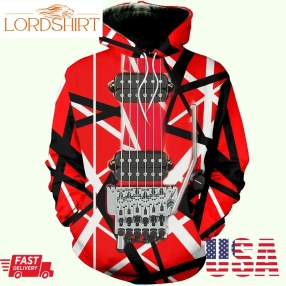 Van Halen Gift For Fan Evh Memorials Eddie Van Halen Red Guitar Unisex Hoodie