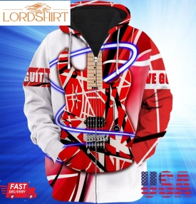 Van Halen Gift For Fan Memorials Eddie Van Halen Red Guitar Evh Zipup Hoodie