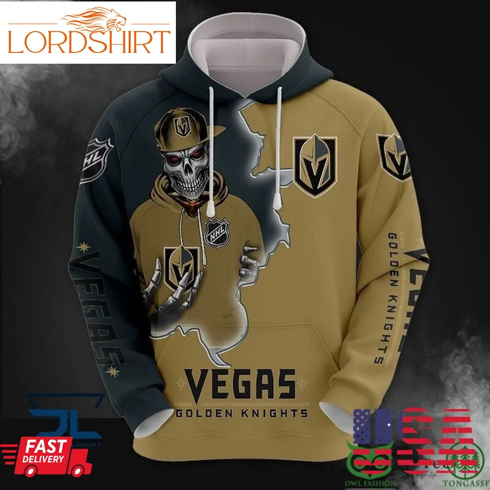 Vegas Golden Knights Nhl Skull 3D Printed Hoodie Sweatshirt Tshirt