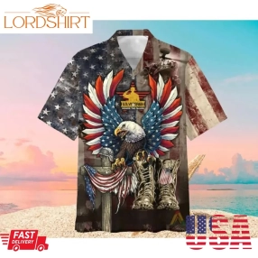 Veteran 4Th Of July Hawaiian Shirt Eagle Cross Honor Fallen Us Veteran