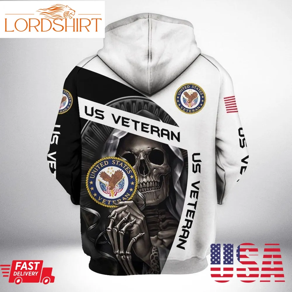 Veteran Hoodie Us Veteran Deathly Skull Black White Hoodie Apparel Adult Full Print Full Size