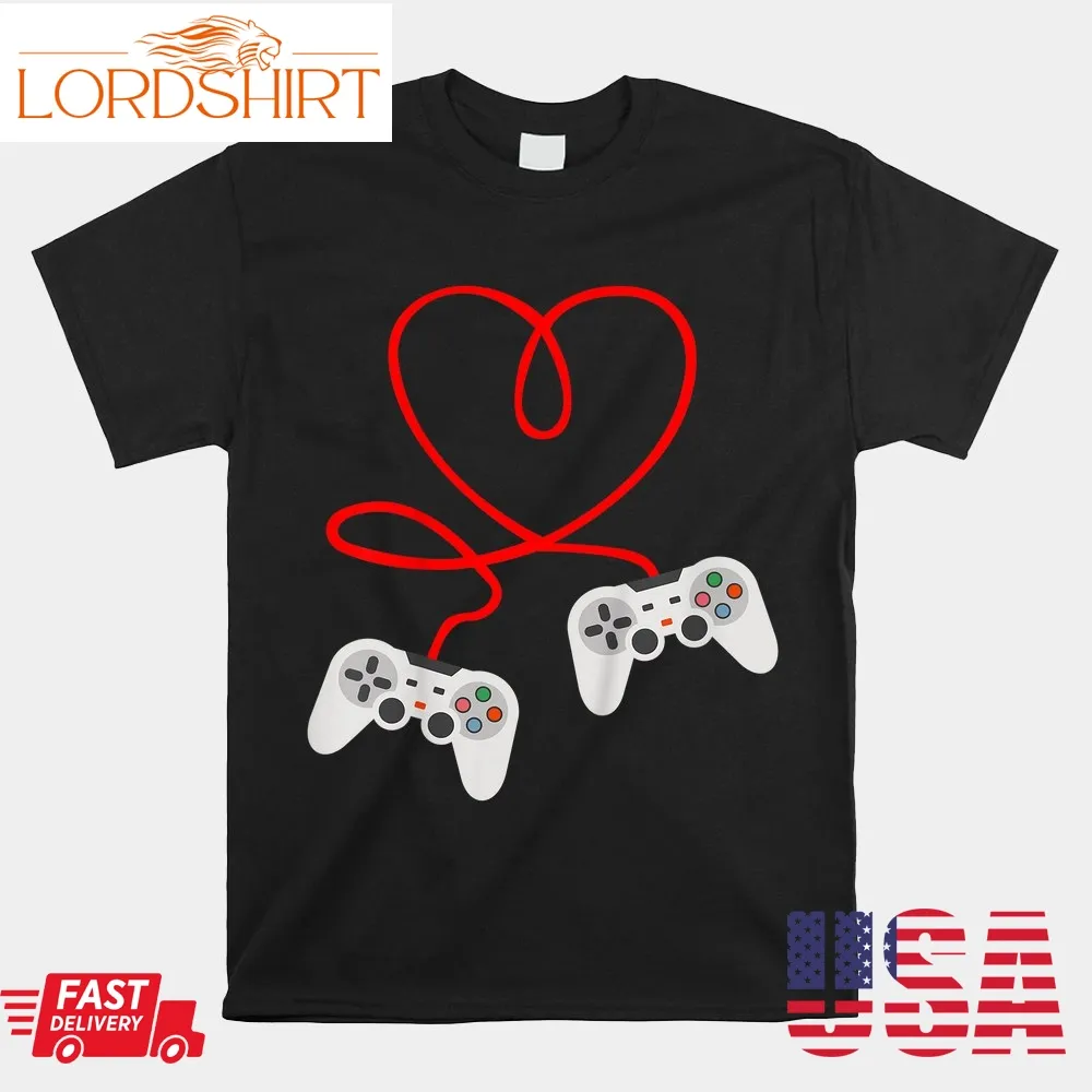 Video Gamer Valentines Day With Controllers Heart Shirt