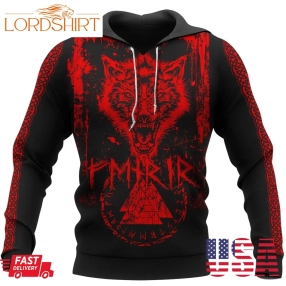 Viking Fenrir Wolf Blood Color Hoodie 3D And T Shirt