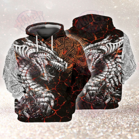 Viking Grey Dragon 3D Hoodie