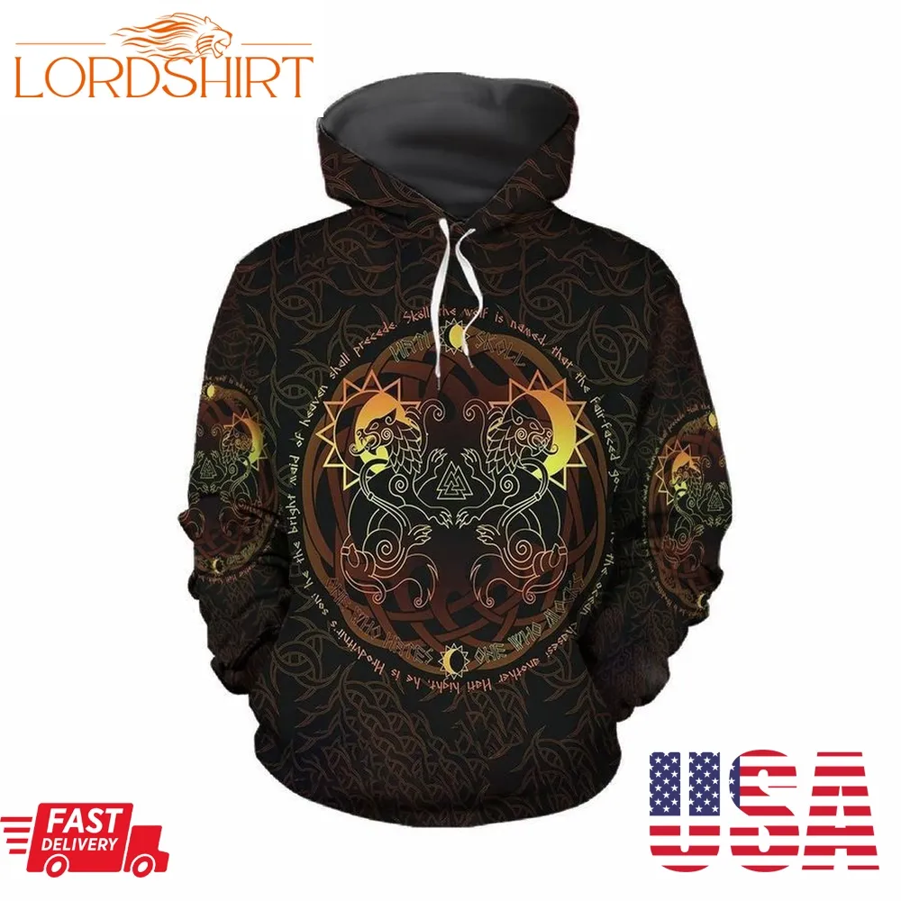 Viking Hati And Skoll Pullover And Zip Pered Hoodies Custom 3D Lineman Clothes Graphic Printed 3D Hoodie All Over Print Hoodie For Men For Women